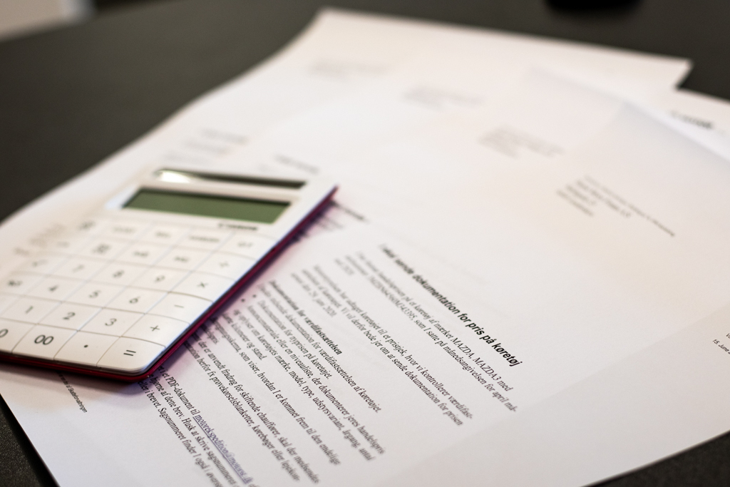 Dokumentation for pris på køretøj